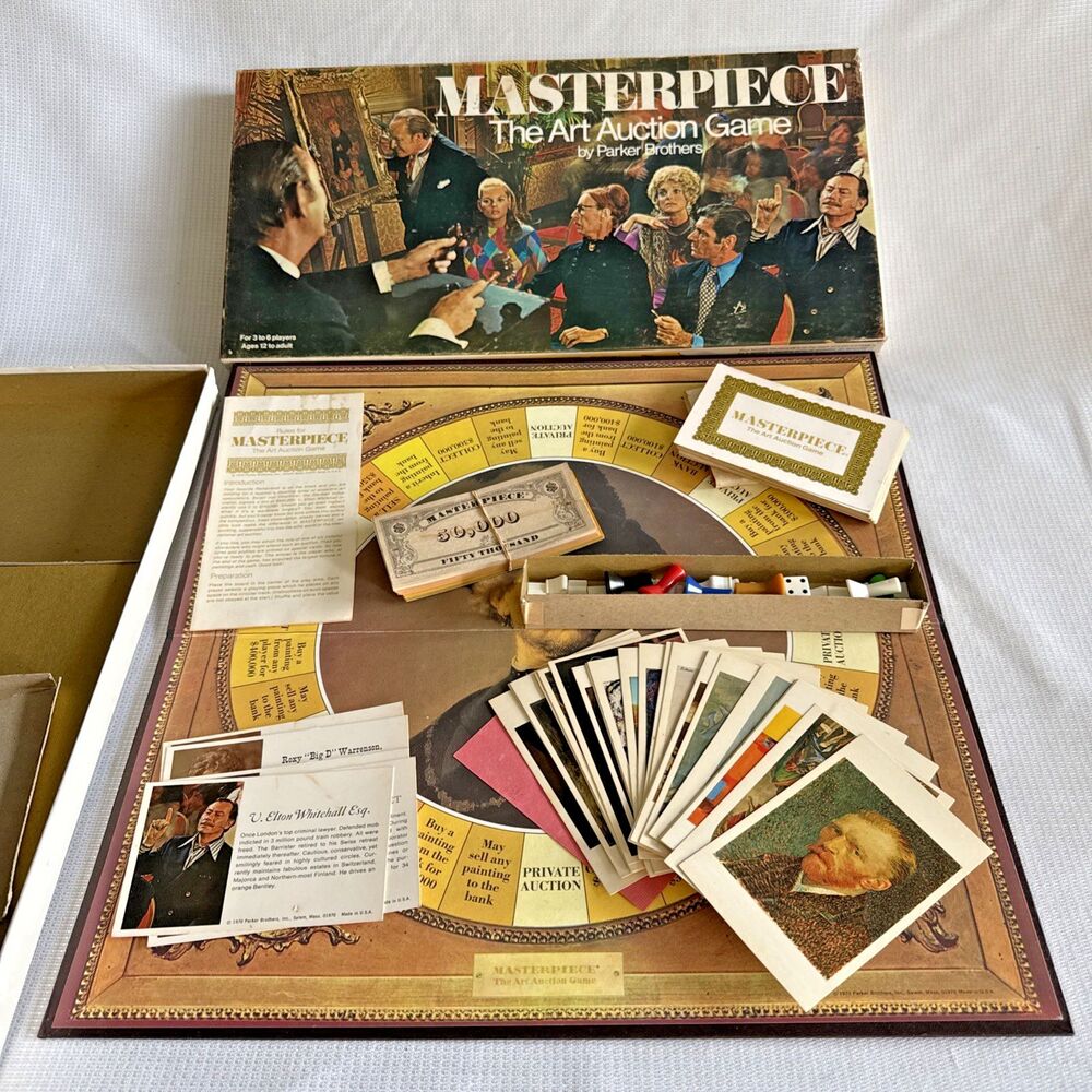 RARE Vintage 1970 Masterpiece - The Art Auction Game Parker Brothers Board Game
